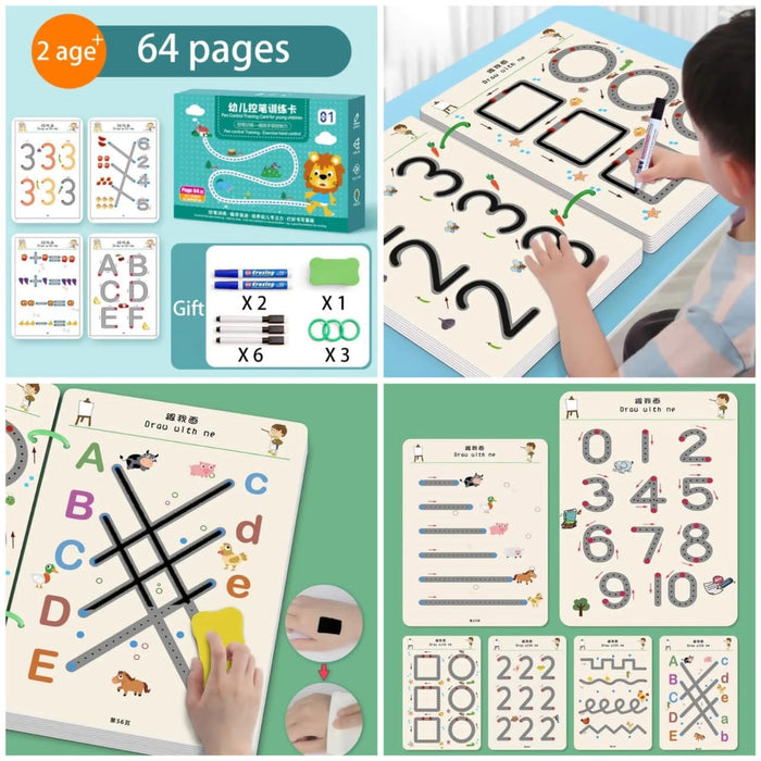 Kids Educational Learning Tracing Book Stroke Line Dot To Dot Magical (64 Pages Big Size)